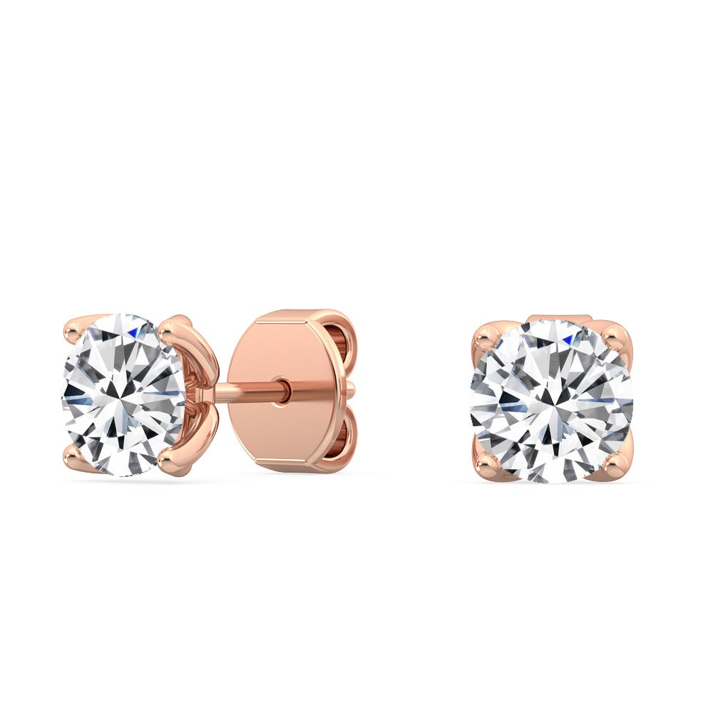 18K Nature Diamond Four Prong Stud Earrings