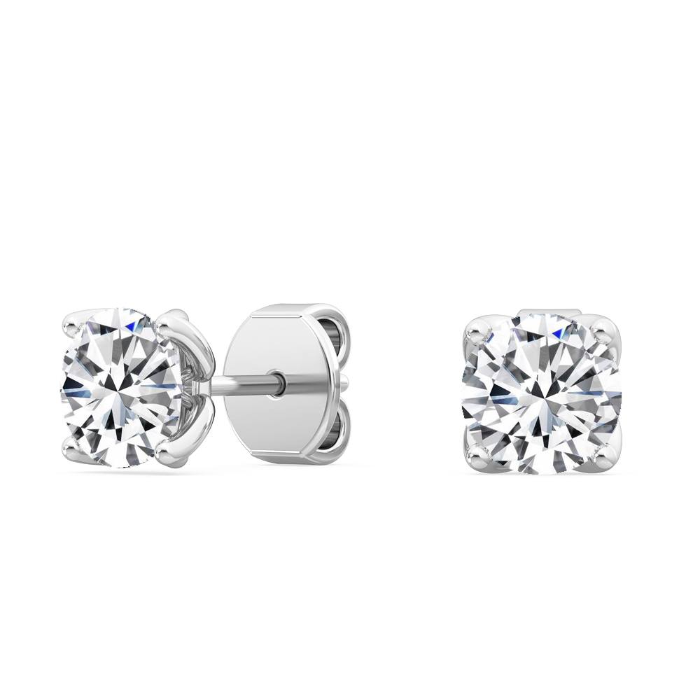 18K Nature Diamond Four Prong Stud Earrings