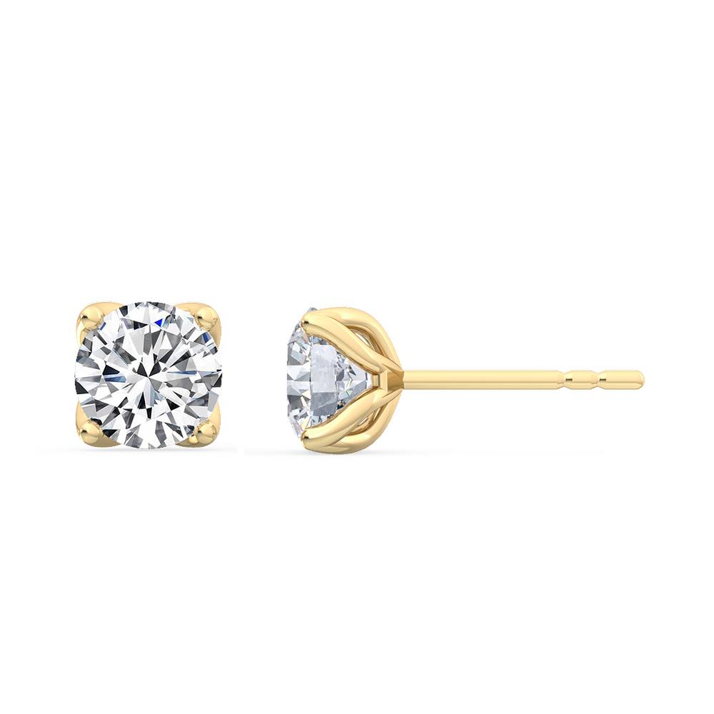 18K Nature Diamond Four Prong Stud Earrings
