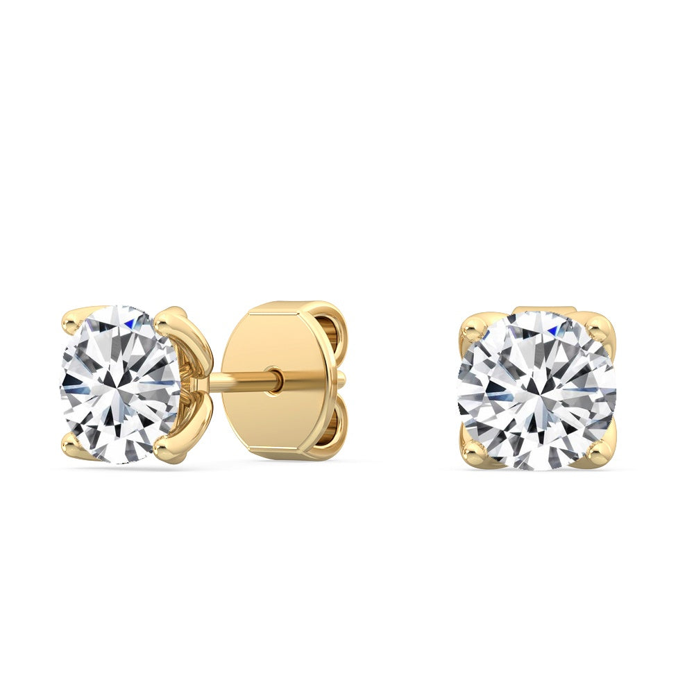 18K Nature Diamond Four Prong Stud Earrings