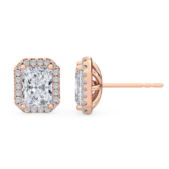 18K Nature Diamond Halo Earrings 1.63 ctw