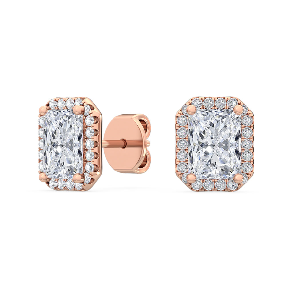 18K Nature Diamond Halo Earrings 1.63 ctw