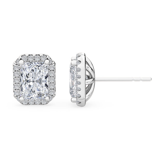18K Nature Diamond Halo Earrings 1.63 ctw