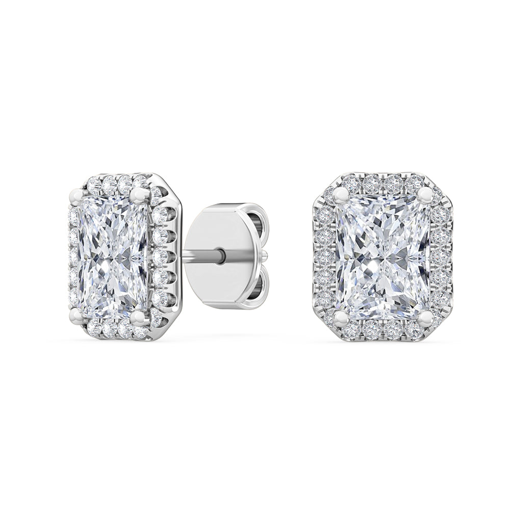 18K Nature Diamond Halo Earrings 1.63 ctw