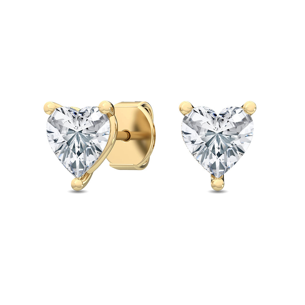 18K Heart Shaped Diamond Solitaire Earrings