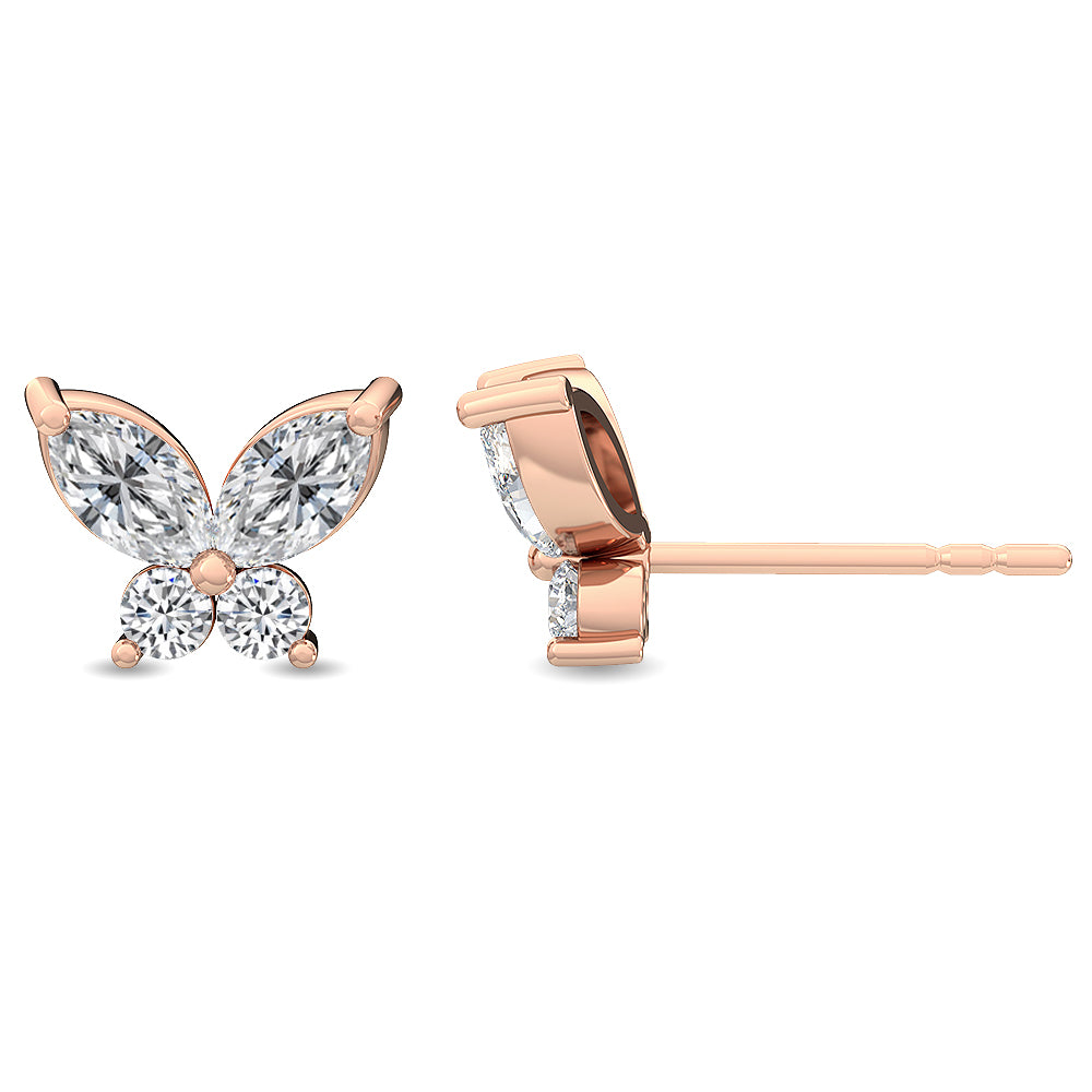 18K Round Cut Nature Diamond Cluster Earrings