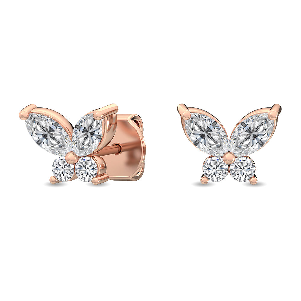 18K Round Cut Nature Diamond Cluster Earrings