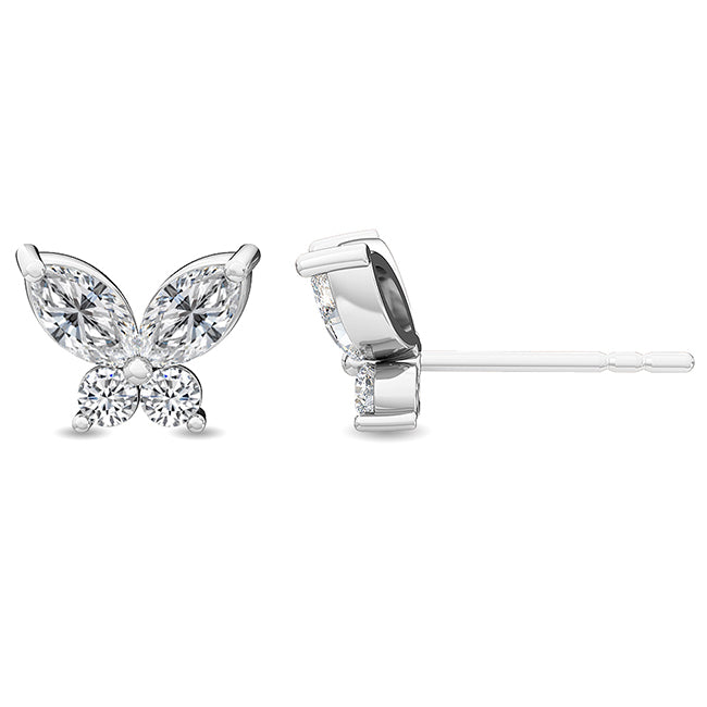 18K Round Cut Nature Diamond Cluster Earrings