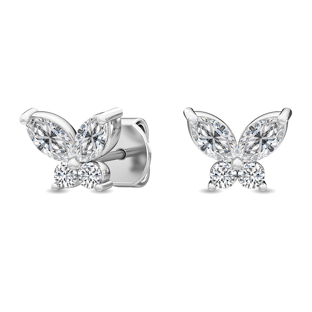 18K Round Cut Nature Diamond Cluster Earrings