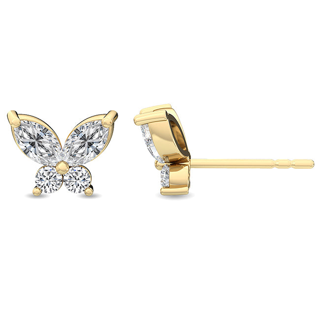 18K Round Cut Nature Diamond Cluster Earrings