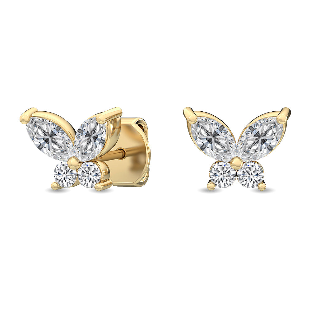 18K Round Cut Nature Diamond Cluster Earrings