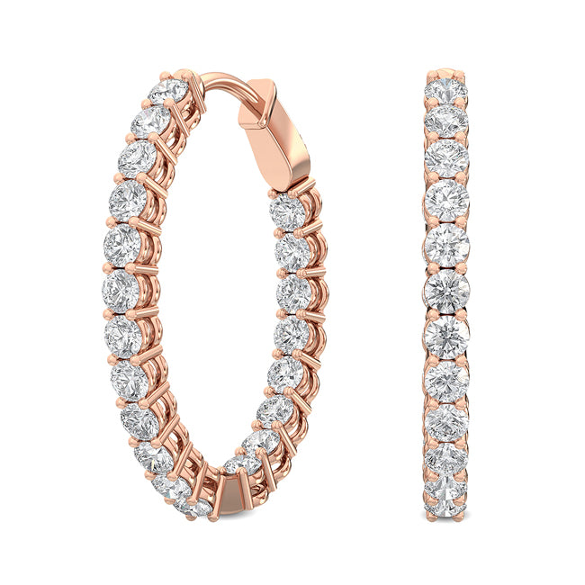 18K Round Cut Nature Diamond Hoops Earrings