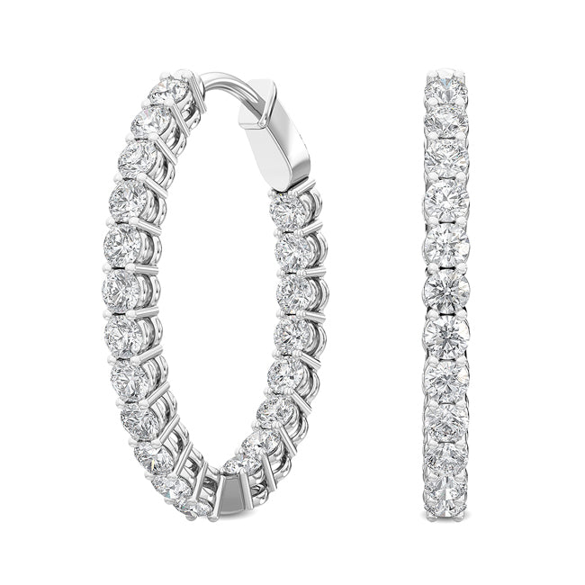 18K Round Cut Nature Diamond Hoops Earrings