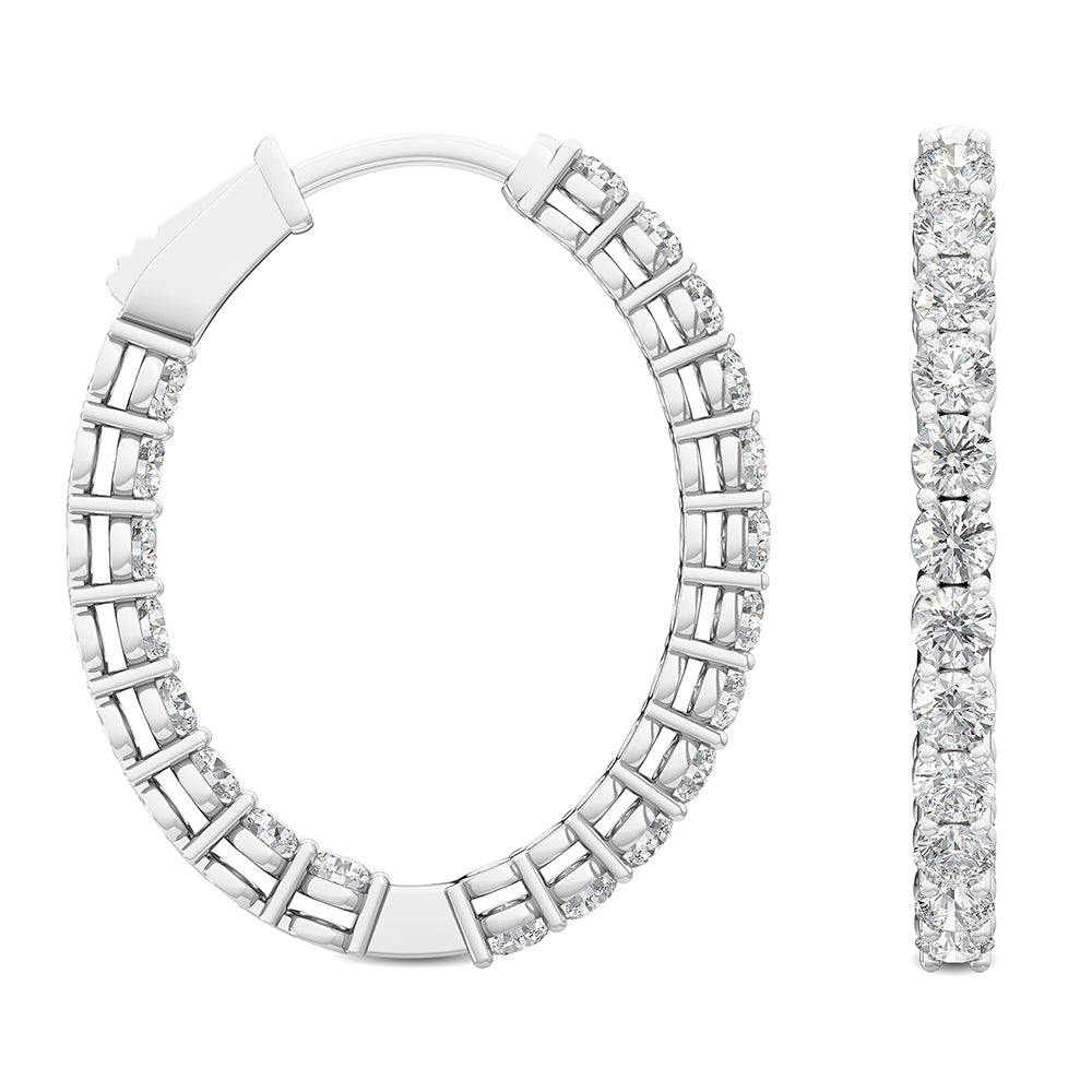 18K Round Cut Nature Diamond Hoops Earrings