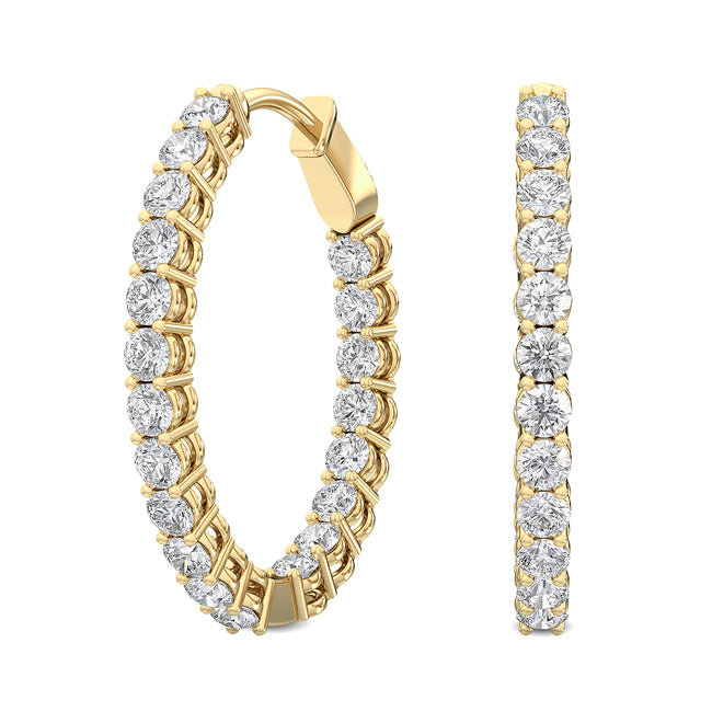 18K Round Cut Nature Diamond Hoops Earrings