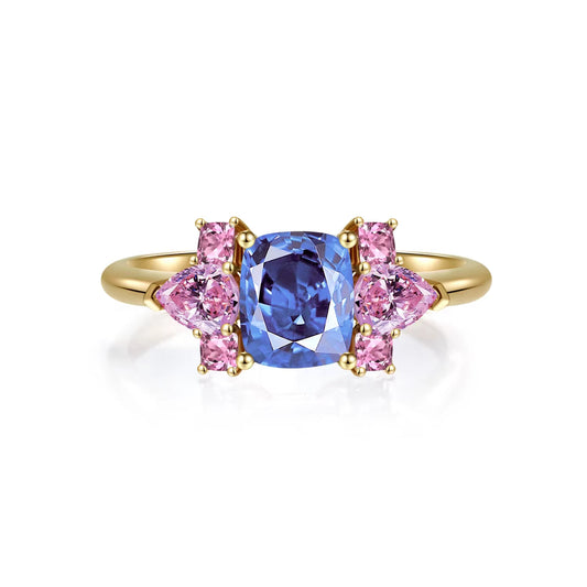 Blue sapphire ring with 18K rose gold