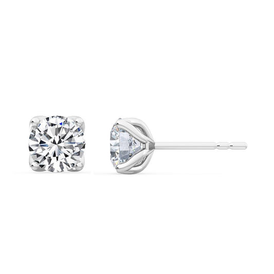 18K Nature Diamond Four Prong Stud Earrings