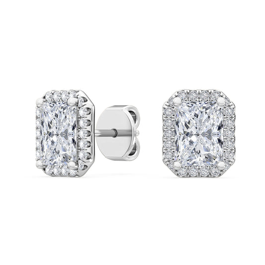 18K Nature Diamond Halo Earrings 1.63 ctw