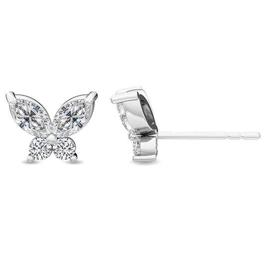 18K Round Cut Nature Diamond Cluster Earrings