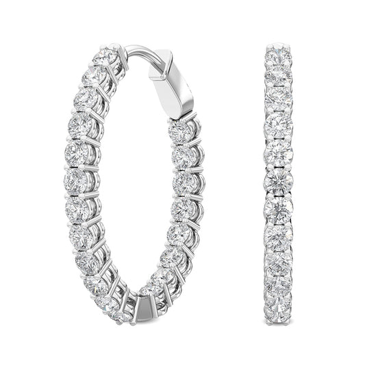 18K Round Cut Nature Diamond Hoops Earrings