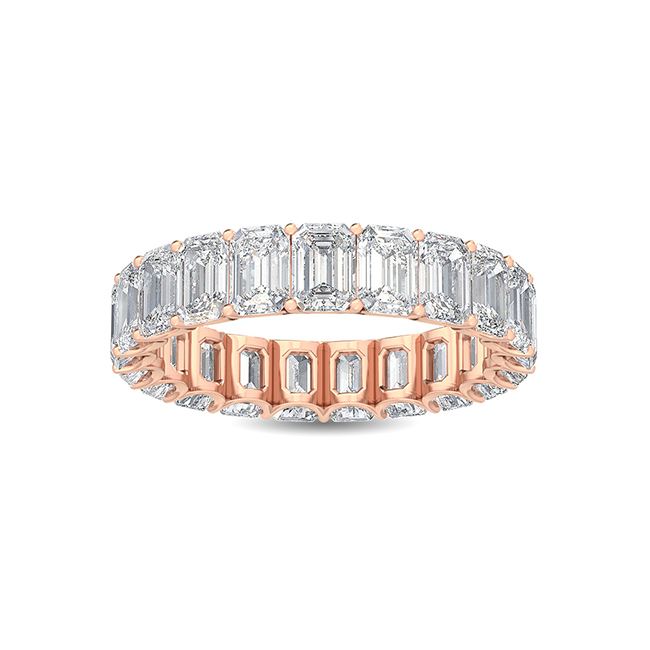 18K Emerald Cut Nature Diamond Eternity Band