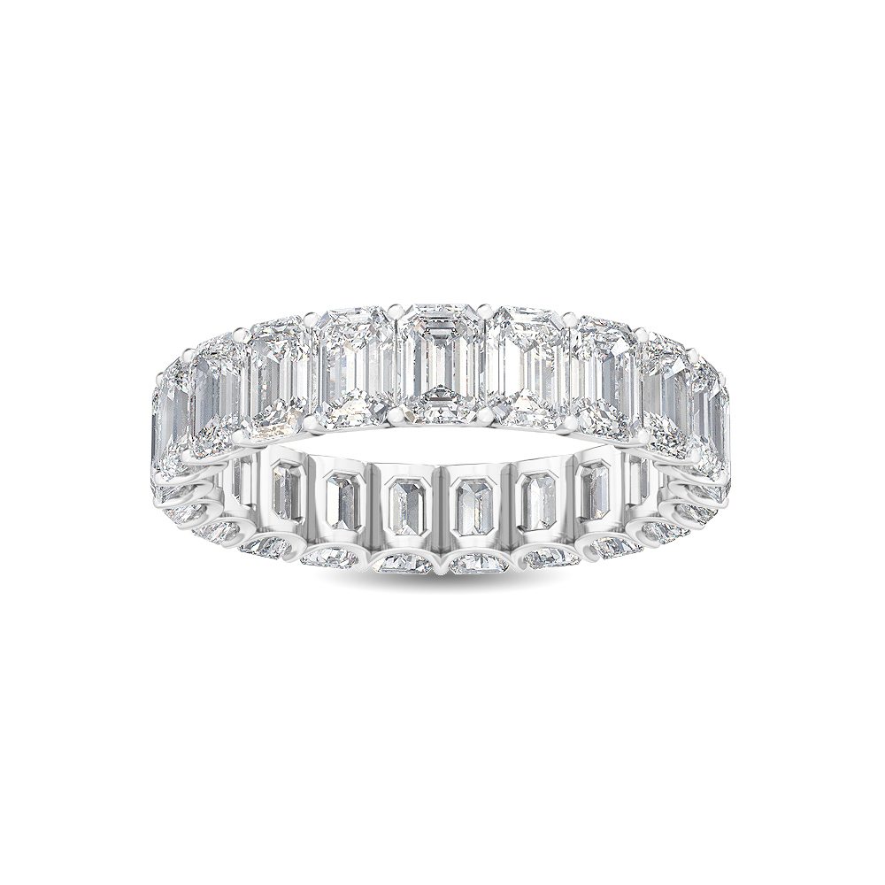 18K Emerald Cut Nature Diamond Eternity Band